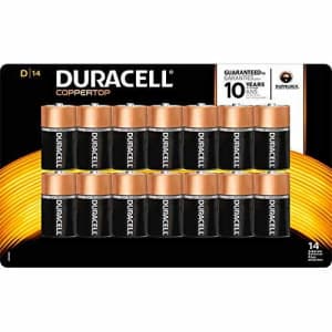 Duracell Coppertop Alkaline D Batteries, 14 Count for $26