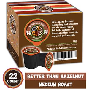 Crazy Cups Flavored Decaf Better than Hazelnut Coffee for Keurig K Cups Machines, Hot or Iced, for $27