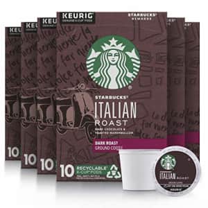 Starbucks Dark Roast K-Cup Coffee Pods Italian Roast for Keurig Brewers 6 boxes (60 pods total) for $37