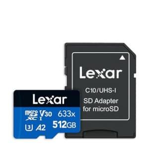 Lexar 633x Memory Card 512 GB MicroSDXC UHS-I Class 10 for $38
