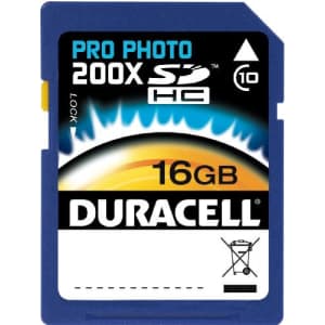 Dane Elec Duracell 16GB Class 10 UHS-1 U1 Prime SD HC Memory Card Up to 45MB/s [Compatible with Canon EOS for $20