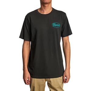 RVCA Men's Premium Red Stitch Short Sleeve Graphic Tee Shirt, Mudflap/Pirate Black, Small for $23