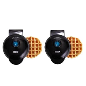 DASH Mini Waffle Maker (2 Pack) for Individual Waffles Hash Browns, Keto Chaffles with Easy to for $25