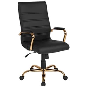 Flash Furniture High Back Black LeatherSoft Executive Swivel Office Chair with Gold Frame and Arms for $138 Flash Furniture High Back Black LeatherSoft Executive Swivel Office Chair with Gold Frame and Arms for $138