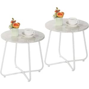 VECELO Patio Outdoor Side Snack Table,Small Round Anti-Rust Metal Style for Garden for $40