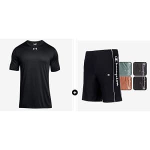 Under Armour Men's T-Shirt w/ Champion Men's Shorts for $21