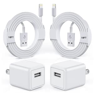 iPhone Charger with USB Wall Adapter 4-Pack for $8