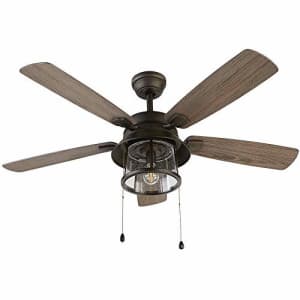 Home Decorators Collection Shanahan 52 in. LED Indoor/Outdoor Bronze Ceiling Fan with Light Kit for $150