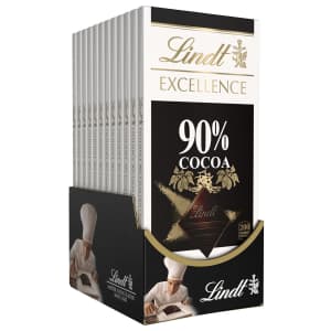 Lindt Excellence 90% Cocoa Dark Chocolate Bar 12-Pack for $24 via Sub & Save