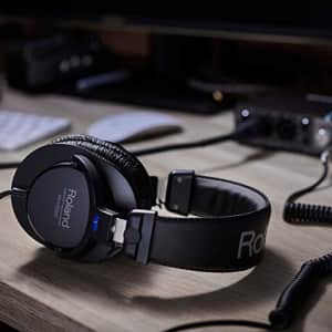 Roland RH-200 Stereo Monitor Headphones Black Coiled Cable Clear, Accurate and Comfortable for for $85