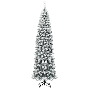 Costway 7.5-Foot Unlit Hinged Flocked Artificial Pencil Christmas Tree for $75