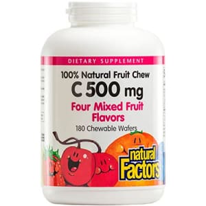 Natural Factors - Vitamin C 500mg, 100% Natural Fruit Chew, Mixed Fruit, 180 Chewable Wafers for $33 Natural Factors - Vitamin C 500mg, 100% Natural Fruit Chew, Mixed Fruit, 180 Chewable Wafers for $33