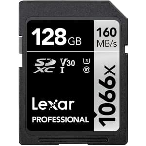 Lexar Professional 128GB 1066x SDXC Memory Card for $20