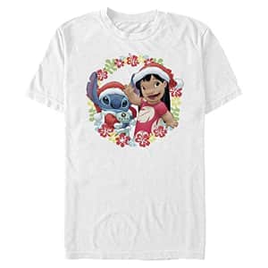 Disney Men's Lilo & Stitch Lilo and Stitch Holiday T-Shirt, White, XX-Large for $8