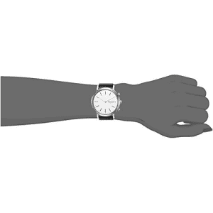 Skagen Connected Women's Hald Stainless Steel and Leather Hybrid Smartwatch, Color: Silver, Black for $156