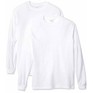 Gildan Men's Heavy Cotton Long Sleeve T-Shirt, 2-Pack, White, Small for $17