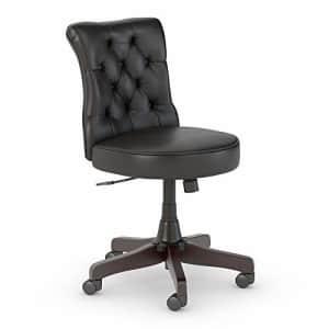 Bush Furniture Salinas Mid Back Tufted Office Chair in Black Leather for $172