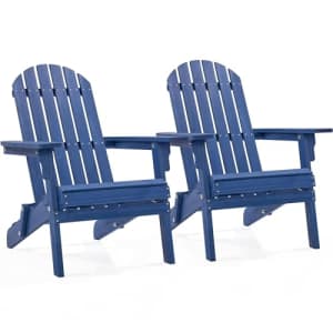 Yaheetech Folding Adirondack Chair Set of 2 Outdoor, 300LBS Solid Wood Garden Chair Weather for $119