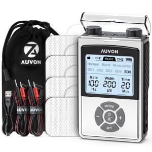 Auvon Rechargeable TENS Unit Muscle Stimulator for $17