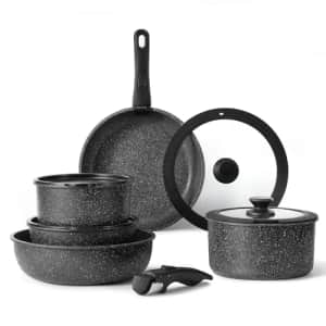 CAROTE 11pcs Nonstick Cookware Set With Detachable Handle, Induction Kitchen Sets Non Stick, for $60