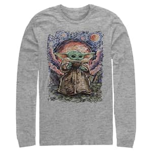 STAR WARS Big & Tall Men's Mandalorian Sipping Starries Tops Long Sleeve Tee Shirt, Athletic for $19