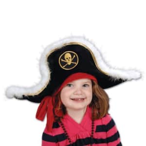 Beistle Unisex Plush Captains Pirate Hat Halloween Costume Dress Up, Island Adventure Birthday for $51