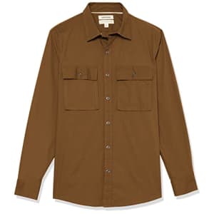 Goodthreads Men's Standard-Fit Long-Sleeve Two-Pocket Utility Shirt, Dark Olive, X-Small for $24
