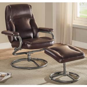 Mainstays Plush Pillowed Recliner and Ottoman for $89