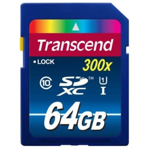 Transcend 64Gb Sdxc Class10 Uhs-I,300X for $12