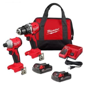 Milwaukee M18 18V Lithium-Ion Brushless Cordless Compact Drill/Impact Combo Kit for $189 w/ free battery pack