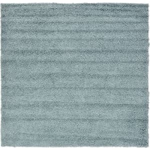 Unique Loom Solid Shag Collection Area Rug (8' Square, Light Slate Blue) for $151