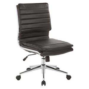 Office Star Faux Leather Armless Mid Back Managers Chair with Chrome Base, Espresso for $199