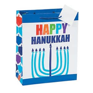 Fun Express Happy Hanukkah Gift Bags - Set of 12 - Gift and Party Supplies for $12