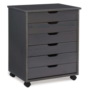 Linon Cary Six Drawer Wide Roll Cart for $111