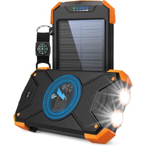 Blavor 10,000mAh Solar Portable Power Bank for $14
