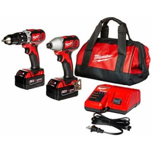 Milwaukee 2697-22 M18 18-Volt 1/2-Inch 2-Tool Combo Kit Includes Charger, Battery (2) and Bag for $320
