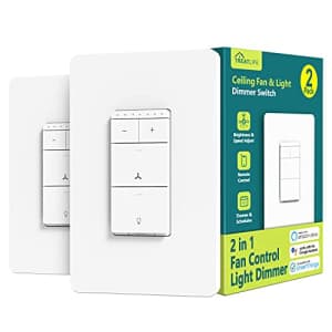 Smart Ceiling Fan Control and Dimmer Light Switch 2PACK, Neutral Wire Needed, Treatlife 2.4Ghz for $71