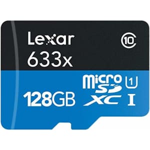 Lexar High-Performance 633x 128GB MicroSDXC UHS-I Card with SD Adapter (LSDMI128BBNL633A) for $14