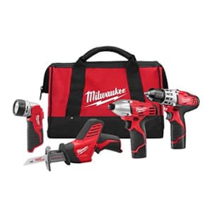 Milwaukee 2498-24 M12 Cordless Lithium-Ion 4-Tool Combo Kit for $245