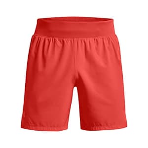 Under Armour Men's SpeedPocket 7-Inch Shorts, Dark Orange (860)/Reflective, Small for $40