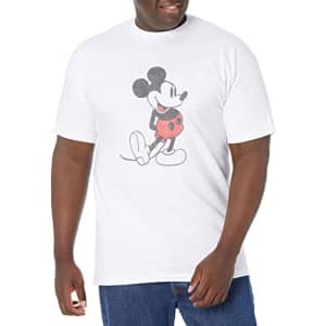 Disney Big & Tall Mickey Vintage Classic Men's Tops Short Sleeve Tee Shirt, White, 5X-Large for $25