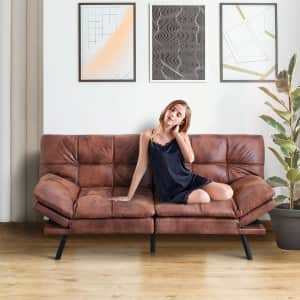 Opoiar Faux Leather Sleeper Sofa for $260