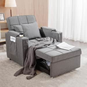 Comhoma Convertible Sleeper Chair Bed with Cup Holders for $210