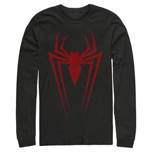 Marvel Size Classic Spider Men's Tops Long Sleeve Tee Shirt, Black, X-Large Tall for $16