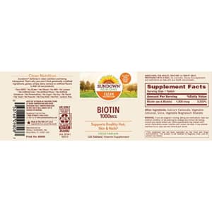 Sundown Biotin 1000 mcg, 120 Tablets (Pack of 3) for $23