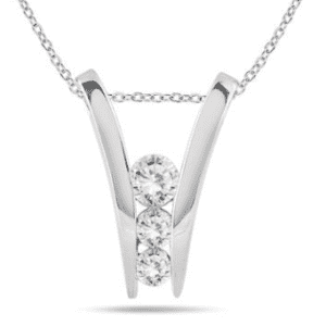 1/2-TCW Diamond Three Stone Pendant in 10K White Gold for $347