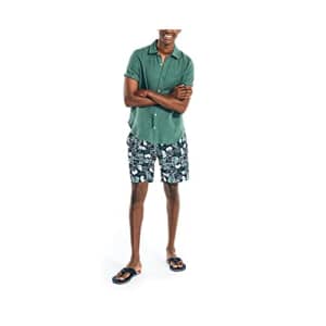 Nautica Men's Standard Sustainably Crafted 8" Tropical Print Quick-Dry Swim, Navy, S for $21