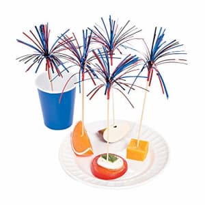 Fun Express Firework Food Picks - Bulk Set of 100 USA Fourth of July Party Supplies for $20