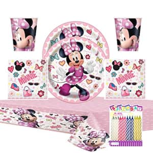 Disney Minnie Mouse Party Supplies Pack Serves 16: 7" Dessert Plates Beverage Napkins Cups and Table Cover for $14