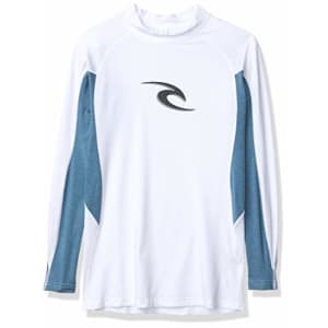 Rip Curl Men's Wave Uv Tee Long Sleeve Rashguard, White/White, S for $29